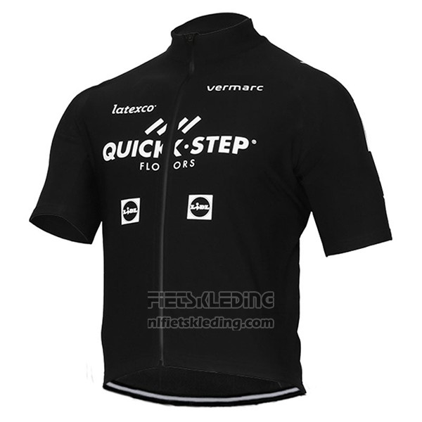2017 Fietskleding Quick Step Floors Zwart Korte Mouwen en Koersbroek